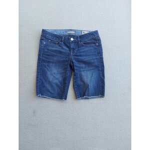 Gap Denim Shorts Womens 27/4 Blue Limited Edition Bermuda Raw Hem Dark Wash